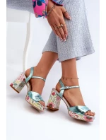 Dámské květinové sandály na vysokém podpatku D&A modré Dámské květinové sandály na vysokém podpatku D&A modré