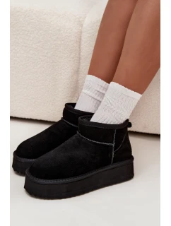 Dámské semišové sněhule Vinceza na platformě – černé