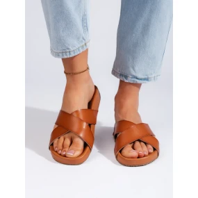 Praktické nazouváky dámské hnědé platforma Praktické nazouváky dámské hnědé platforma