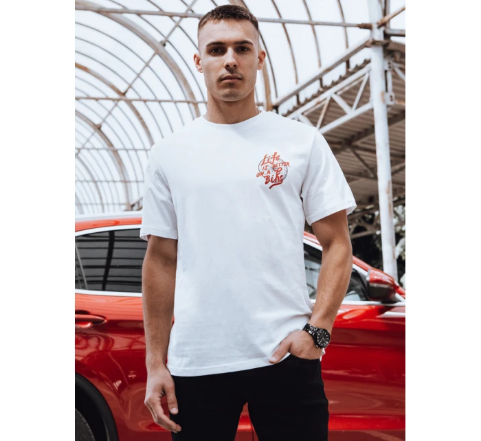 Pánské bílé tričko s potiskem Dstreet RX5490