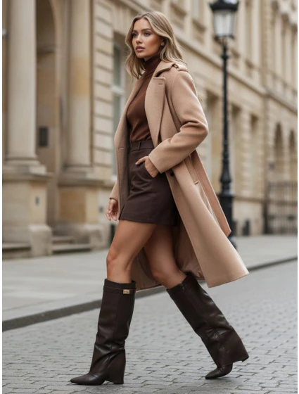 FashionStreet hnědé široké svrchní boty ZY1028 FashionStreet hnědé široké svrchní boty ZY1028