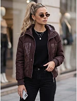 Dámská prošívaná přechodová bunda s kapucí, bordová, FashionStreet TY6094 Dámská prošívaná přechodová bunda s kapucí, bordová, FashionStreet TY6094