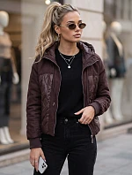 Dámská prošívaná přechodová bunda s kapucí, bordová, FashionStreet TY6094