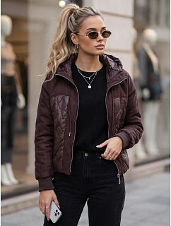 Dámská prošívaná přechodová bunda s kapucí, bordová, FashionStreet TY6094