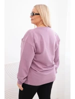 Dámská mikina Plus Size bavlněná basic s kulatým výstřihem tmavě růžová