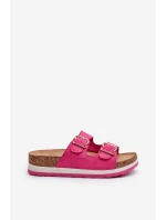 Dámské žabky na platformě s přezkami z ekokoženky fuksiové Ursila Dámské žabky na platformě s přezkami z ekokoženky fuksiové Ursila