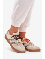 Dámské Tenisky S Dvojitým Šněrováním Leopardí Béžové Ollabes