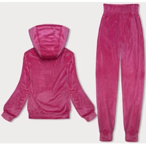 Tmavě růžová dámská velurová souprava s kapucí model 19377499 - J.STYLE