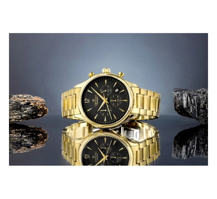 Pánské hodinky Giewont Chronograph Sapphire Gold Black GW6310-B4