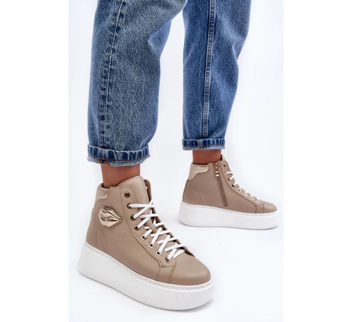 Dámské vysoké tenisky na zip Lemar Bež Katerin Dámské vysoké tenisky na zip Lemar Bež Katerin