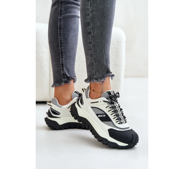 Kožené Dámské Sneakersy Na Platformě Big Star OO274A220 HI-POLY SYSTEM Bílá-Černá Kožené Dámské Sneakersy Na Platformě Big Star OO274A220 HI-POLY SYSTEM Bílá-Černá