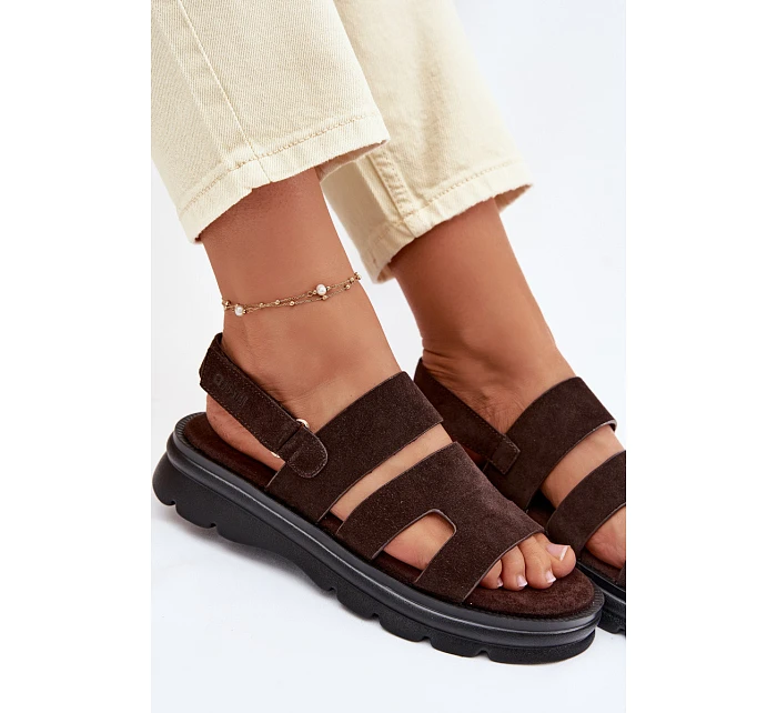 Dámské sandály z semiše Big Star model 22064147 Čokoládové - Big Star Shoes