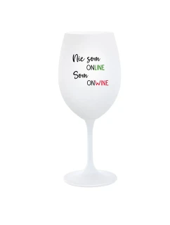 NIE SOM ONLINE SOM ONWINE - biely pohár na víno 350 ml