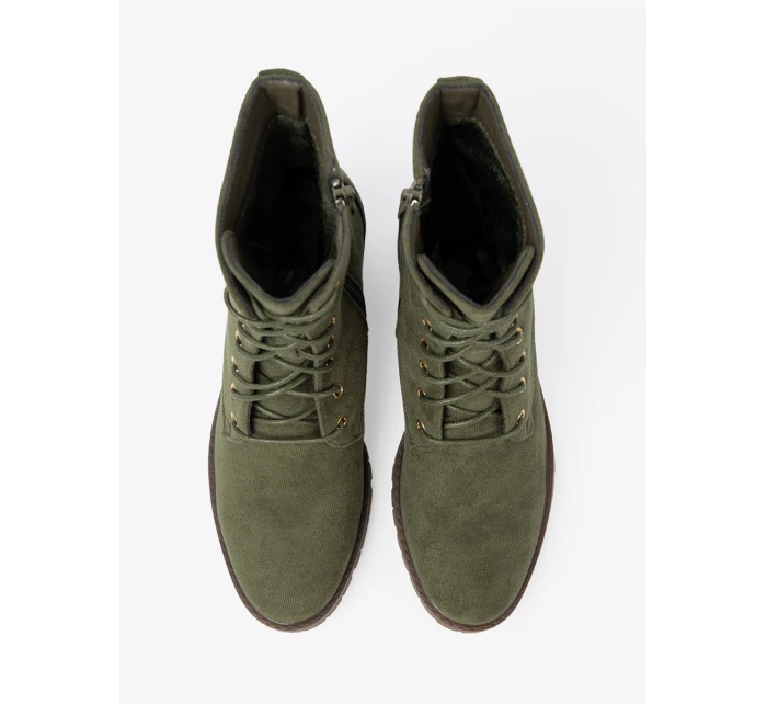 Praktické zelené dámské kotníčkové boty platforma Praktické zelené dámské kotníčkové boty platforma