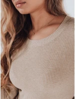 Dámský žebrovaný svetr NOLVIE beige FashionStreet MY2496 Dámský žebrovaný svetr NOLVIE beige FashionStreet MY2496