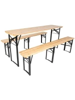 PIKNIKOVÝ BAROVÝ SET DŘEVĚNÝ STŮL A 2 LAVICE