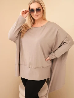 Dámská tunika Plus Size z bavlny s asymetrickým spodním lemem fango