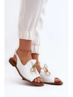 Kožené ploché sandály model 21646113 bílé - Zazoo