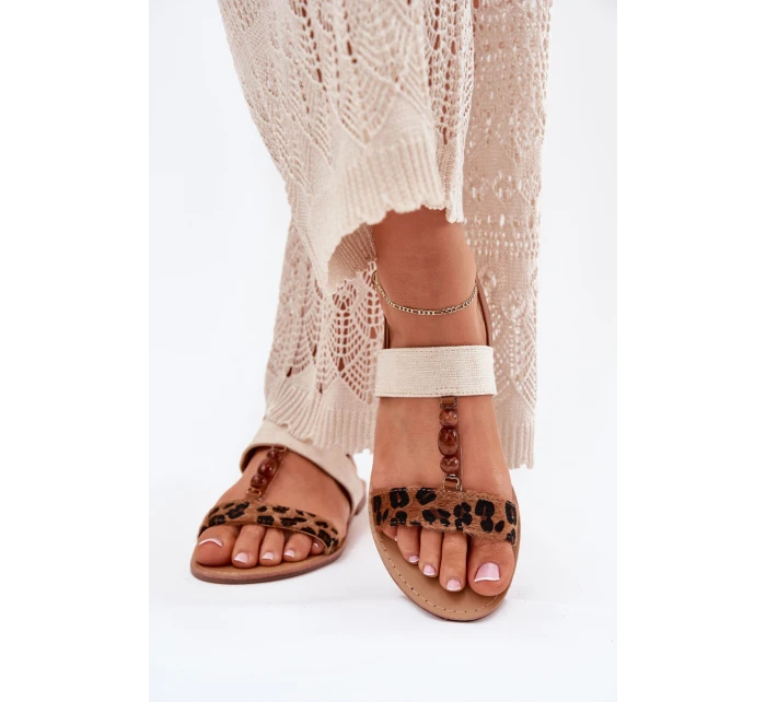 Ploché Dámské Sandály S Leopardí Hnědé model 21702265 - Boto