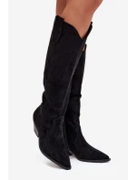 Zateplené Kůže Bota Kovbojky Na Podpatku Z Eko Černé model 21710814 - Boto Zateplené Kůže Bota Kovbojky Na Podpatku Z Eko Černé model 21710814 - Boto