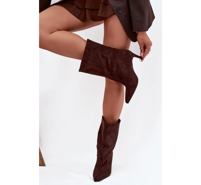 Dámské kotníkové boty na jehlovém podpatku Solvienne – čokoládové Dámské kotníkové boty na jehlovém podpatku Solvienne – čokoládové