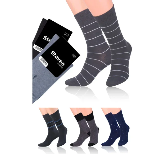 Hladké pánské ponožky s jemným vzorem 056