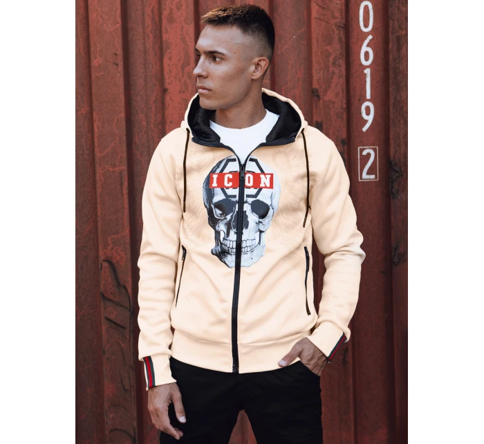 Pánská světle béžová mikina Dstreet model 21980043 - FashionStreet Pánská světle béžová mikina Dstreet model 21980043 - FashionStreet