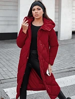 Dámská prošívaná zimní bunda s kapucí FEMACOAT vínová FashionStreet TY5479