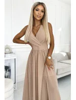 362-6 JUSTINE Dlouhé šaty s výstřihem a kosticemi - BEACH 362-6 JUSTINE Dlouhé šaty s výstřihem a kosticemi - BEACH