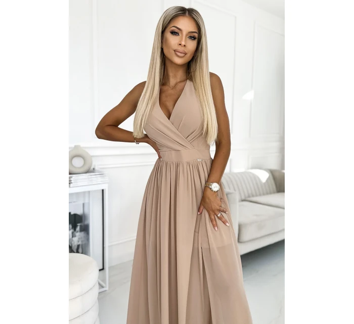 362-6 JUSTINE Dlouhé šaty s výstřihem a kosticemi - BEACH 362-6 JUSTINE Dlouhé šaty s výstřihem a kosticemi - BEACH