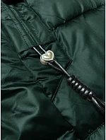 Zimowa pikowana kurtka plus size z kapturem ciemny zielony model 21248325 - S'WEST Zimowa pikowana kurtka plus size z kapturem ciemny zielony model 21248325 - S'WEST