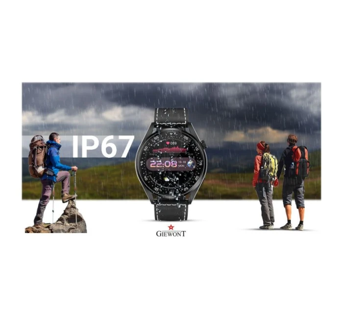 Chytré hodinky GIEWONT Vertex SmartCall GW450-2 Carbon/Carbon Leather