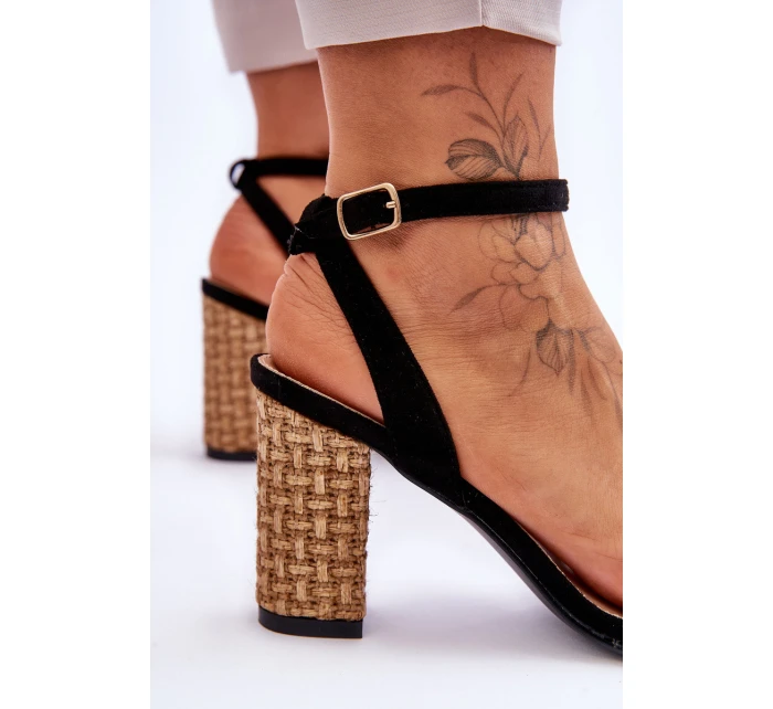 Semišové Sandály Na Podpatku Černé model 21618625 - Boto Semišové Sandály Na Podpatku Černé model 21618625 - Boto