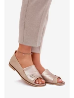 Kožené elegantní baleríny s odhalenými Béžové model 21691222 - Zazoo