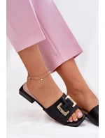 Elegantní Dámské Sandály Na Klínku Se Zlatým  Černé model 21697734 - VINCEZA