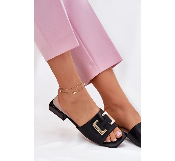 Elegantní Dámské Sandály Na Klínku Se Zlatým  Černé model 21697734 - VINCEZA