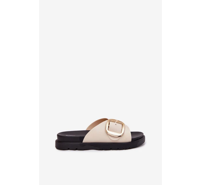 Dámské sandály na platformě se zlatou sponou béžové Jovira