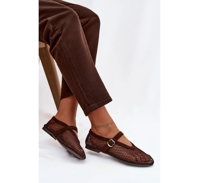 Síťované baleríny s páskem čokoládové model 21919097 - Boto Síťované baleríny s páskem čokoládové model 21919097 - Boto