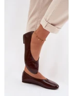 Lakované Baleríny z Eko Kůže Čokoládové Selanora