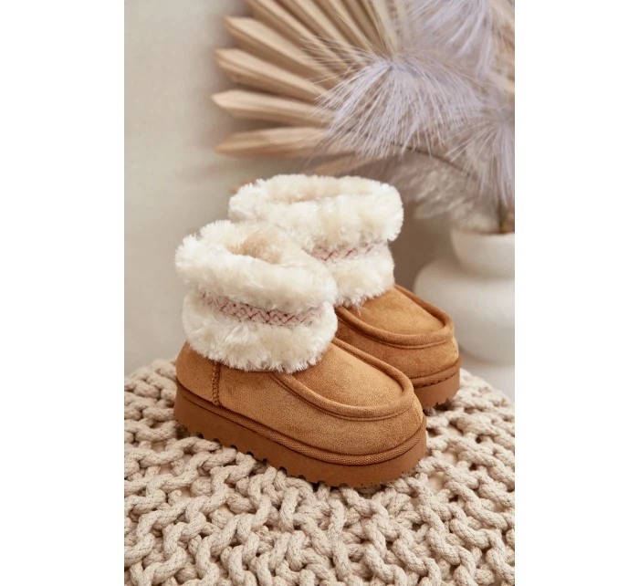 Sněhule Kotníkové Dětské Boty S Kožešinou A Vzorem Camel Melefia