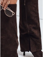 Dámské semišové kozačky s širokým svrškem hnědé FashionStreet ZY1043