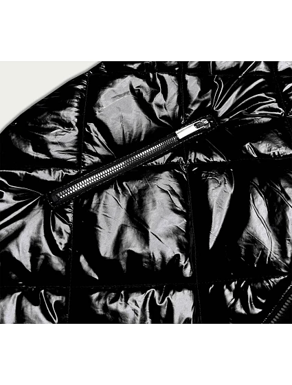 Lesklá černá vesta s kapucí model 17009825 - Libland