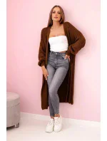 Svetr dlouhý kardigan tmavý velbloud