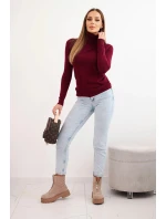 Dámský svetr z viskózy s rolákem a dlouhým rukávem bordový