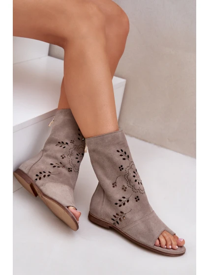 Zazoo Dámské Semišové Sandály S Na Zip Beige model 21652421 - Boto Zazoo Dámské Semišové Sandály S Na Zip Beige model 21652421 - Boto