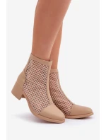 Dámské Síťované Boty Na Podpatku Béžové model 21683774 - Boto Dámské Síťované Boty Na Podpatku Béžové model 21683774 - Boto