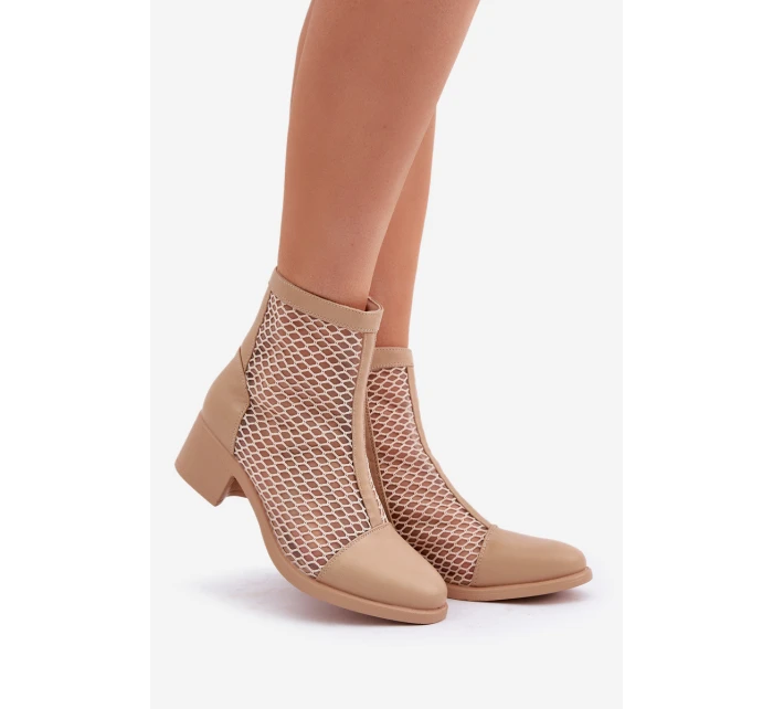 Dámské Síťované Boty Na Podpatku Béžové model 21683774 - Boto Dámské Síťované Boty Na Podpatku Béžové model 21683774 - Boto