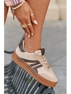 Sametové dámské tenisky na platformě Béžové model 21709523 - Boto