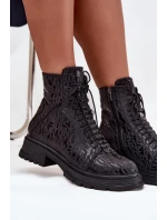 Kožené workery dámské zateplené na zip model 21712033 Černé - Artiker