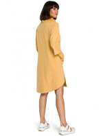 model 18001841 Asymetrické šaty s hlubokým výstřihem žluté - BeWear